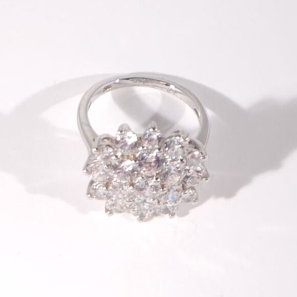 Simulated Diamond Ring J Francis SWAROVSKI Zirconia Size 7-1/4 - Picture 3 of 12